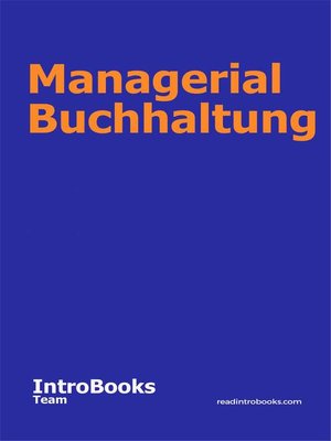 cover image of Managerial Buchhaltung